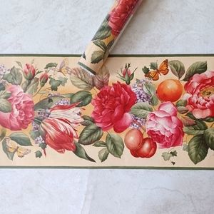 Wallpaper Border Fruit Flower & Butterfly Yellow